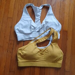 Lot Of 2 White and Yellow Women's Sports Bras